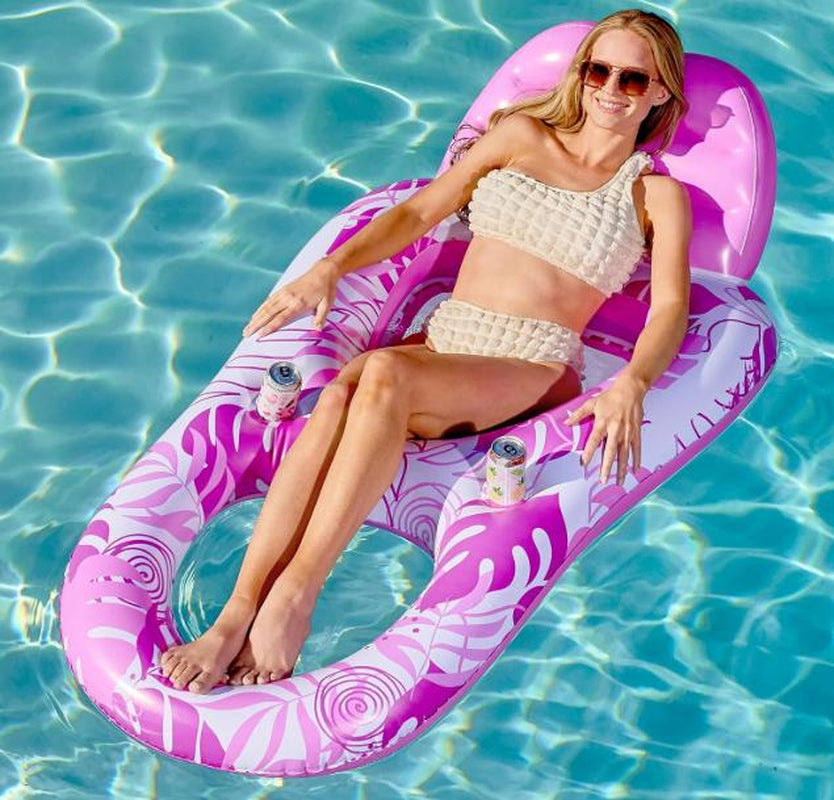 SLOOSH Inflatable Pool Floats Lounger Adult, Pool Float Lounge Raft Floaties Water Floating Recliner Chair with Cup Holders Foot Rest Swimming Floaty