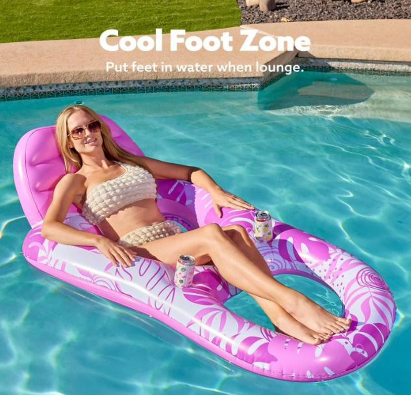 SLOOSH Inflatable Pool Floats Lounger Adult, Pool Float Lounge Raft Floaties Water Floating Recliner Chair with Cup Holders Foot Rest Swimming Floaty