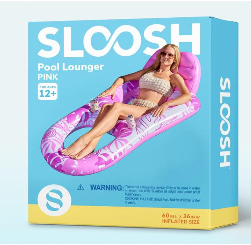 SLOOSH Inflatable Pool Floats Lounger Adult, Pool Float Lounge Raft Floaties Water Floating Recliner Chair with Cup Holders Foot Rest Swimming Floaty
