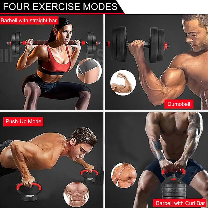 7 in 1 Multifunctional Dumbbell & Barbell Set, 15Kg Adjustable Dumbbell Set, Home Gym Workout Equipment for Women & Men, Gym Equipment, Fitness Workout