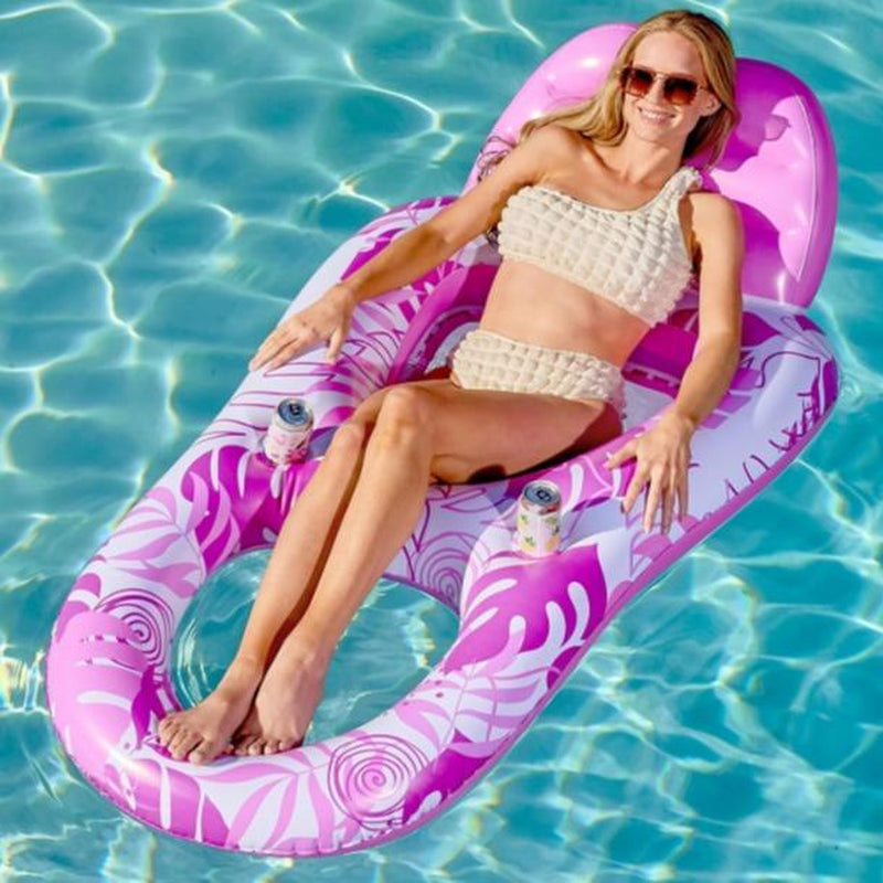 SLOOSH Inflatable Pool Floats Lounger Adult, Pool Float Lounge Raft Floaties Water Floating Recliner Chair with Cup Holders Foot Rest Swimming Floaty