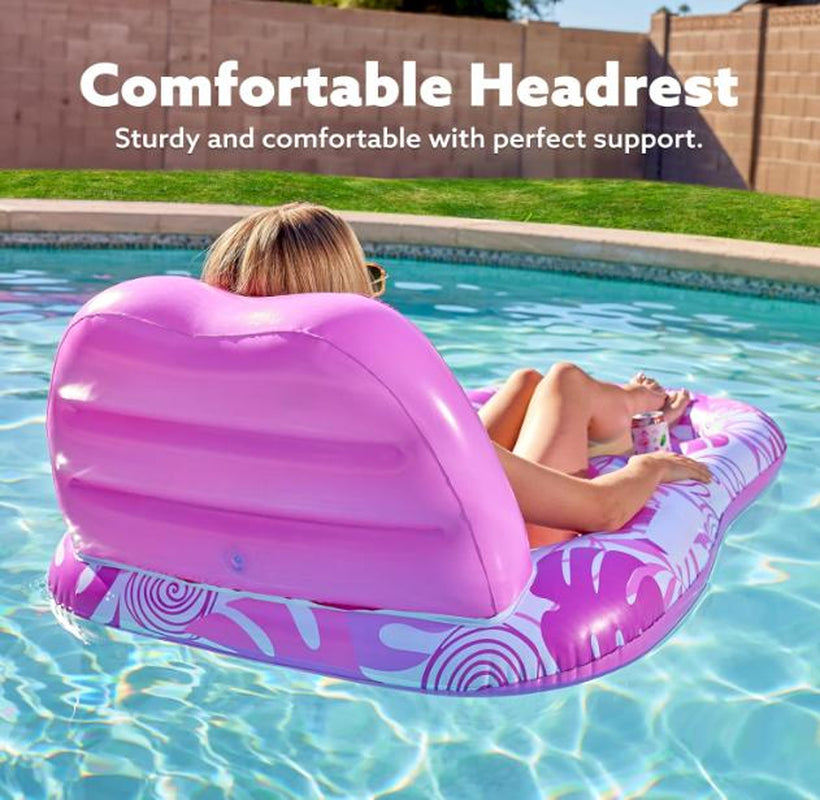 SLOOSH Inflatable Pool Floats Lounger Adult, Pool Float Lounge Raft Floaties Water Floating Recliner Chair with Cup Holders Foot Rest Swimming Floaty