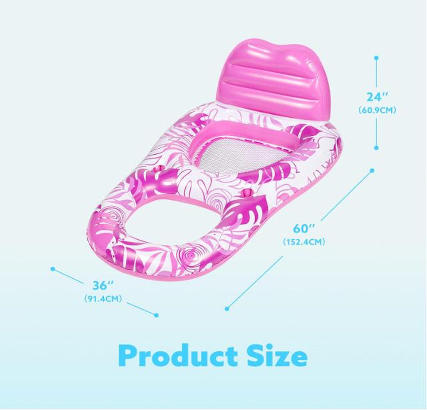 SLOOSH Inflatable Pool Floats Lounger Adult, Pool Float Lounge Raft Floaties Water Floating Recliner Chair with Cup Holders Foot Rest Swimming Floaty