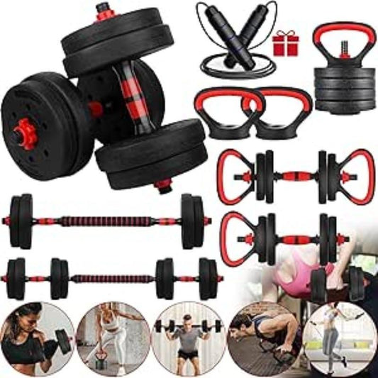 7 in 1 Multifunctional Dumbbell & Barbell Set, 15Kg Adjustable Dumbbell Set, Home Gym Workout Equipment for Women & Men, Gym Equipment, Fitness Workout