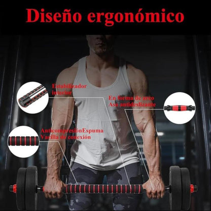 7 in 1 Multifunctional Dumbbell & Barbell Set, 15Kg Adjustable Dumbbell Set, Home Gym Workout Equipment for Women & Men, Gym Equipment, Fitness Workout